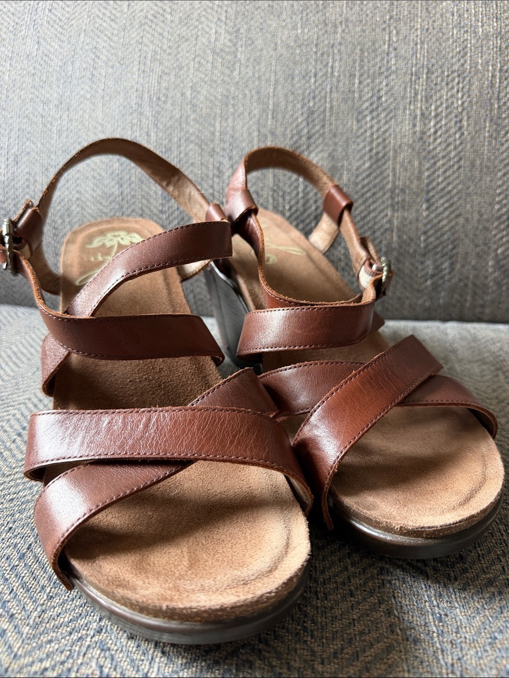Dansko Frida Women’s Brown Leather Slingback Wedge Strappy Sandals Size: 42